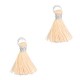 Ibiza style mini Tassel 1cm Silver-blush pink